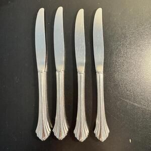 Oneida Bancroft Stainless Flatware Dinner Knives 9" Glossy Lot of 4 Made in USA